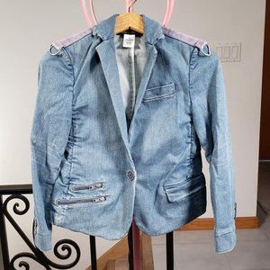 Marc Jacobs Light Blue Denim Jean Jacket with Faded Purple Accents